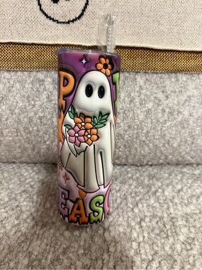 Halloween Spooky Season Puffy Ghost Stainless Steel 20oz Thin Tumbler